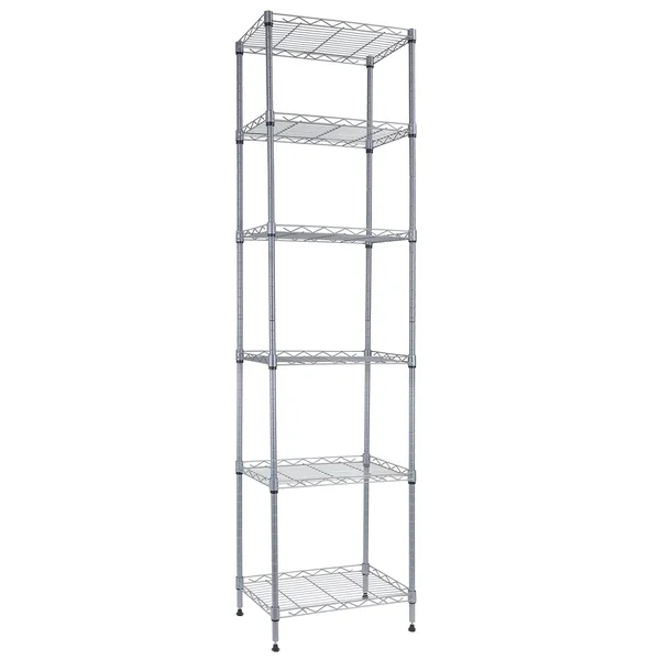 6 Wire Shelving Steel Storage Rack Adjustable Unit Shelves for Laundry Bathroom Kitchen Pantry Closet (Silver, 16.6l x 11.6W x 6