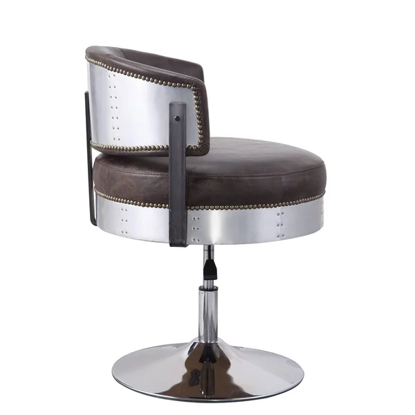 Acme Brancaster Adjustable Chair with Swivel, Distress Chocolate Top Grain Leather and Chrome