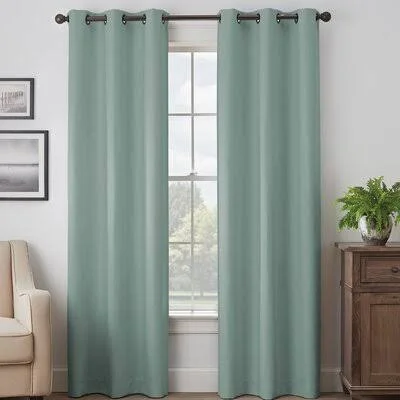 Gourdine Absolute Zero Solid Max Blackout Thermal Grommet Single Curtain Panel Ivy Bronx Curtain Color: Blue - Size per Panel: 40