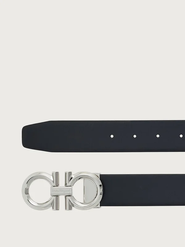 Salvatore Ferragamo Adjustable/Reversible Belt - 679939 (Black/Hickory) Men's Belts