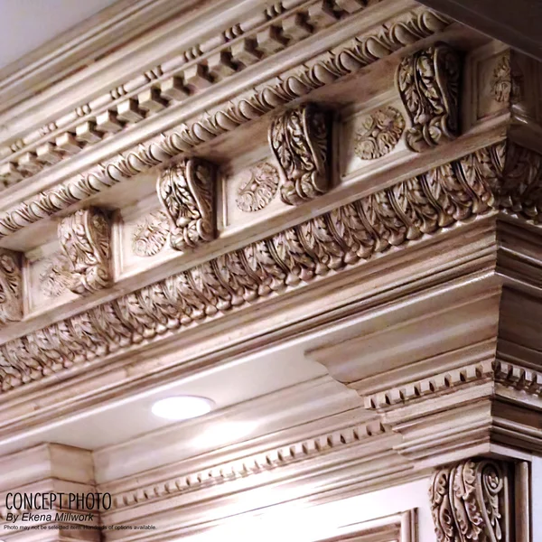 Ekena Millwork MLD02X02X03ADMA Andrea Rope Carved Wood Crown MOULDING, 2 1/4x22H x 2 3/8x22P x 3 1/4x22F, Maple