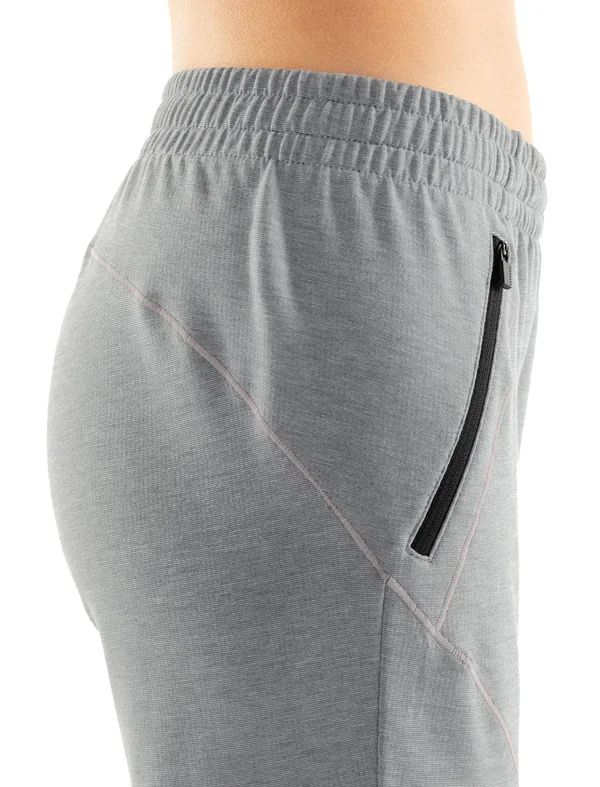Icebreaker Women's Cool-Lite Momentum 3Q Pant - Large - Fossil - Snow Heather