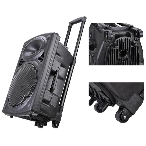 Yescom Portable Active PA Speaker Mic Guitar Amp Bluetooth USB SD LCD FM Remote w/ Wireless Microphone