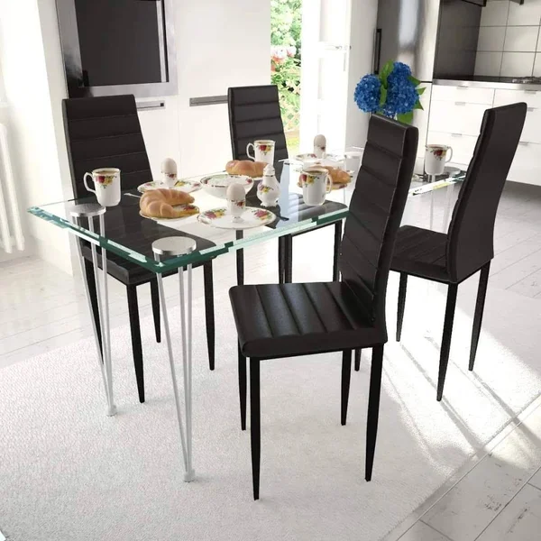 vidaXL Dining Chairs 4 Pcs Black Faux Leather