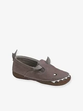 Elasticated Leather Booties - for Boys Grey