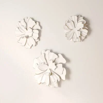 3 Piece Eclectic Flower Wall Decor Set Latitude Run Color: White