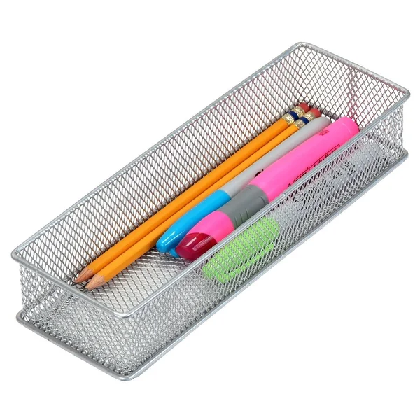 YBM Home Silver Mesh Desk Drawer Organizer Tray for Home and Office (12 - 3x6x2 inch)