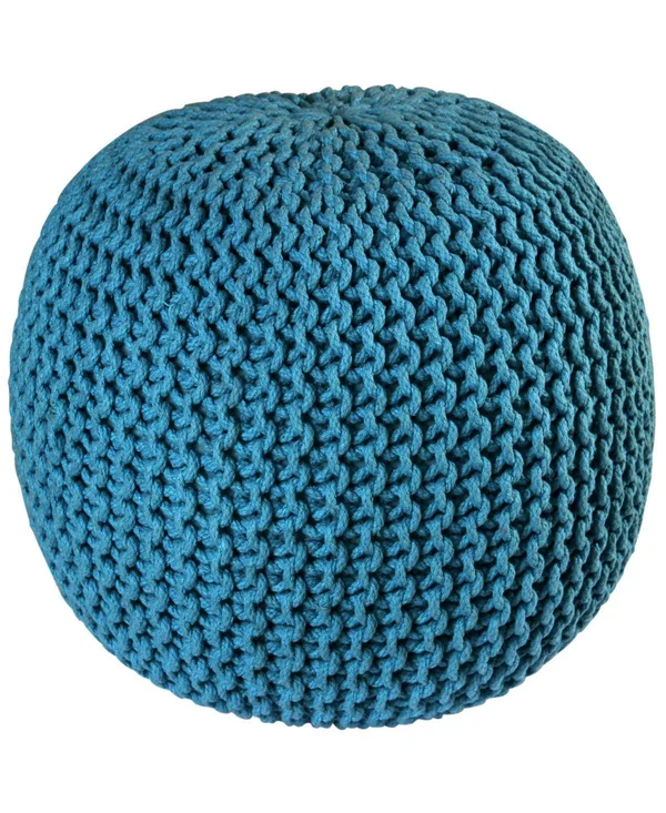 Pouf Ottoman Cotton Rope - Off White, 16-inch, 18 x 18 x 16