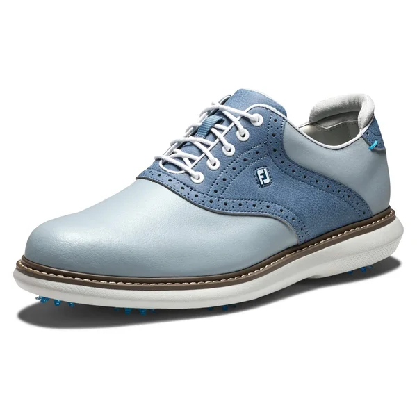 FootJoy Men's Traditions Golf Shoe, Grey/Blue, 7.5