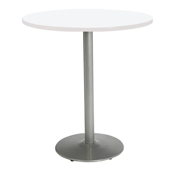 KFI Mode 42x22 Round Top Breakroom Table White Round Silver Base Bistro Height