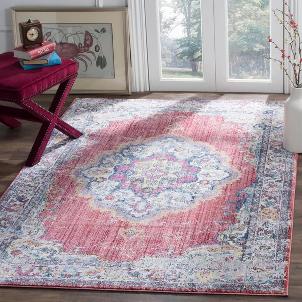 Safavieh Bristol BTL343B 5&1x22 x 7&6x22 Fuchsia, Light Grey Area Rug