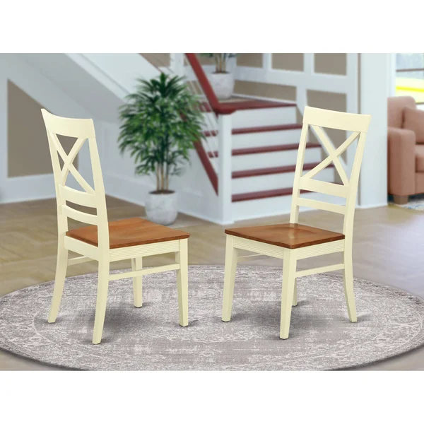 East West Furniture QUC Quincy X-Back Dining Chair (Set of 2) - Buttermilk & Cherry