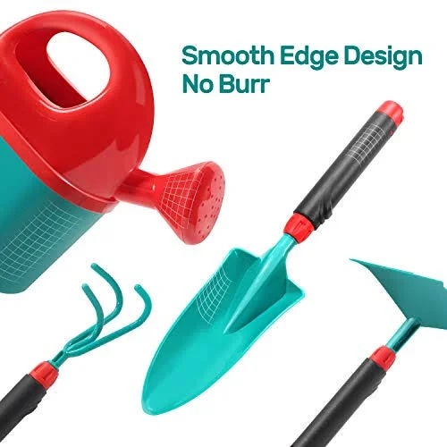 Cute Stone Kids Gardening Tool Set, Garden Toys with Wheelbarrow, Watering Can, Gardening Gloves, Hand Rake, Shovel, Trowel, Dou