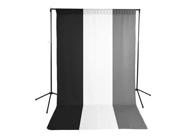 Savage Economy Background Support Stand with 5x9& White Black Gray Backdrop