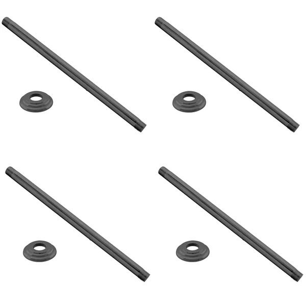 Westbrass 0.5 inch x 19 inch Brass Ceiling Mounted Shower Arm and Flange (4 Pack)