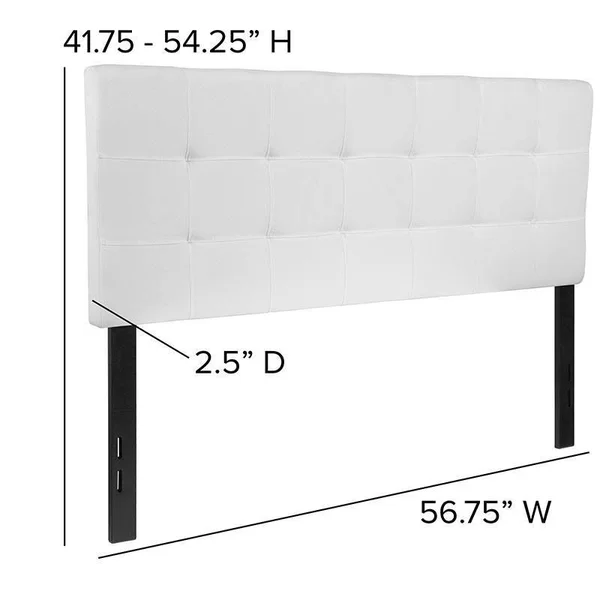 Alamont Quilted Tufted Upholstered Full Size Headboard in White Fabric
