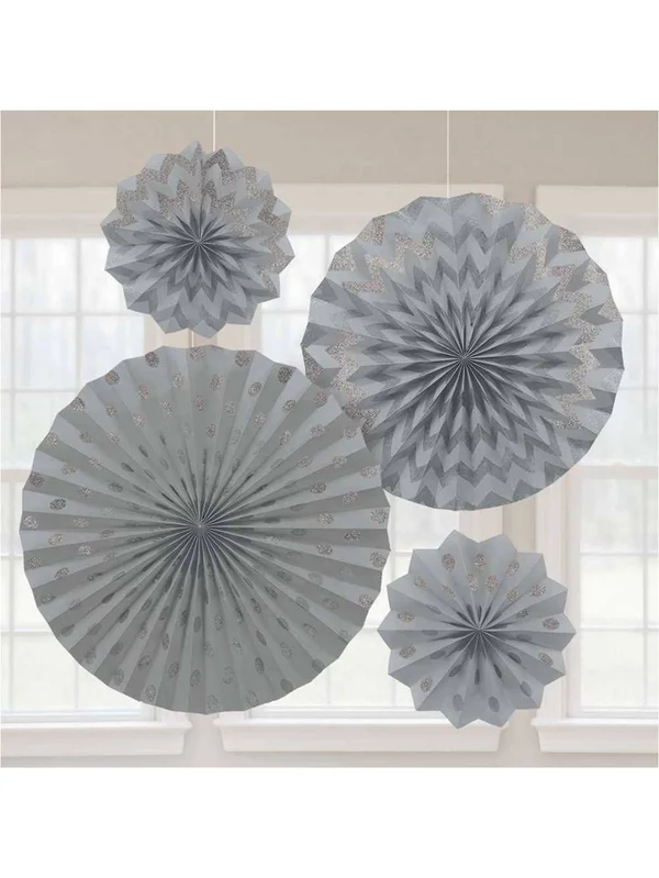 Bright Royal Blue Glitter Paper Fans