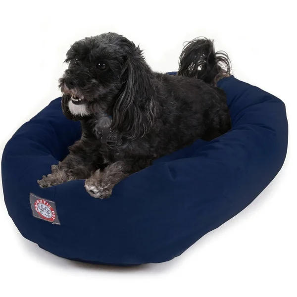 Majestic Pet Suede Bagel Dog Bed - Navy, 24-in