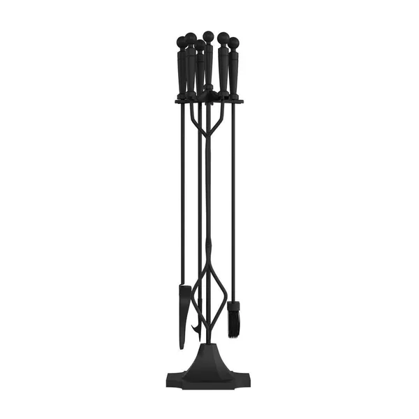 Trademark Games 5-Piece Wrought Iron Fireplace Tool Set with Stand - Broom, Dustpan, Poker and Tongs in Matte Black