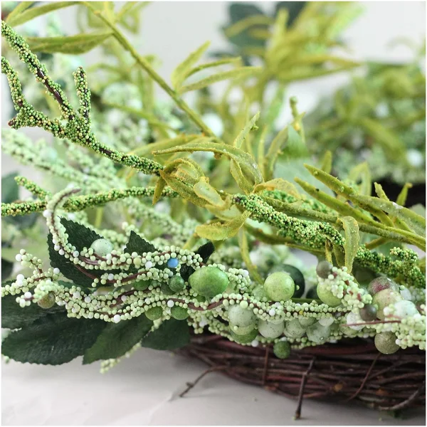 Northlight 12x22 Green and Brown Decorative Mixed Berry Artificial Spring Floral Twig Wreath - Unlit