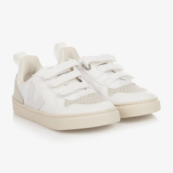 Veja White & Grey V-10 Sneakers - Size: 24 Unisex Toddler Kids from Childrensalon