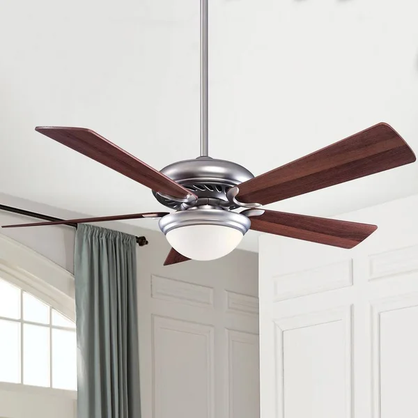 Minka-Aire Supra 52x22 Ceiling Fan with Light - Brushed Steel - Dark Walnut Blades