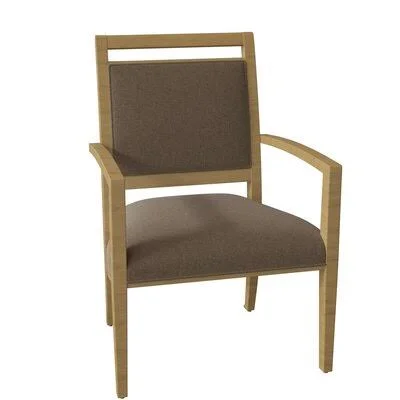 Preston Upholstered King Louis Back Arm Chair Fairfield Chair Body Fabric: 8789 Indigo - Leg Color: Hazelnut
