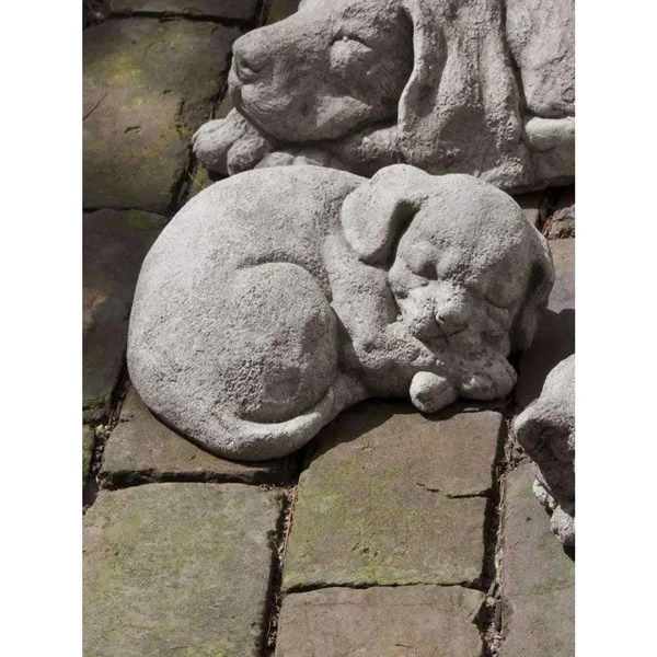 Campania International Curled Dog Statue - Grey Stone