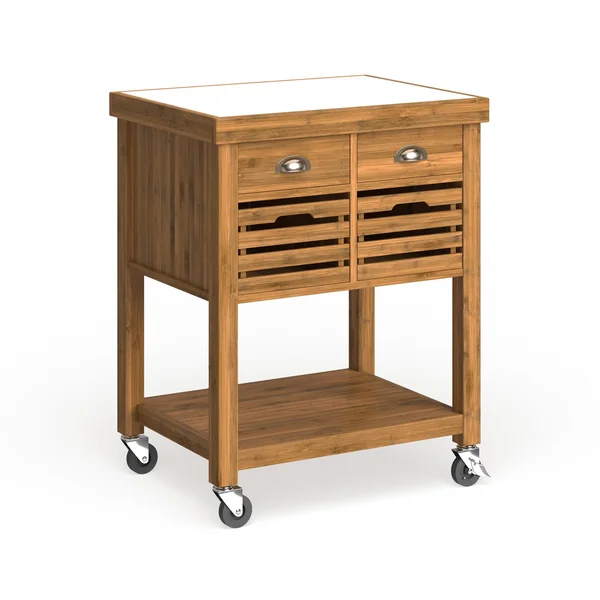Copper Grove Hemenway Stainless Steel Top Bamboo Kitchen Cart - Brown