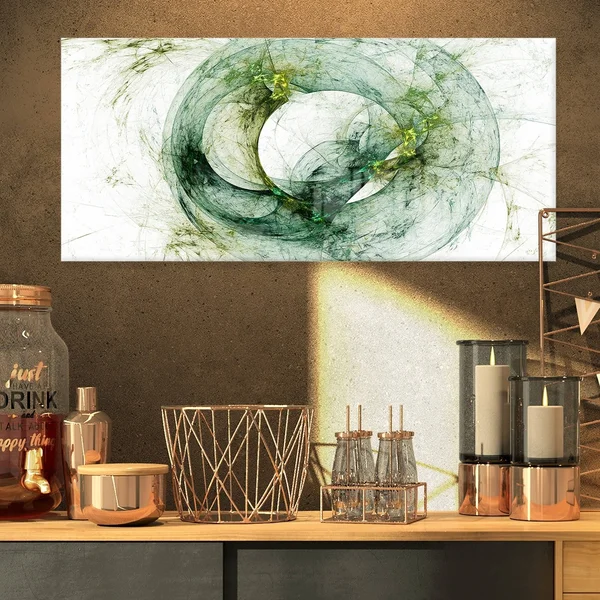 Designart 'Far Spherical Galaxy Brown' Abstract Digital Art Metal Wall Art - 28 in. Wide x 12 in. High - 1 Panel