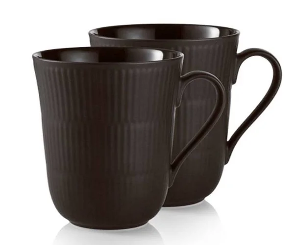 Royal Copenhagen Black Fluted Mug 11 oz S/2