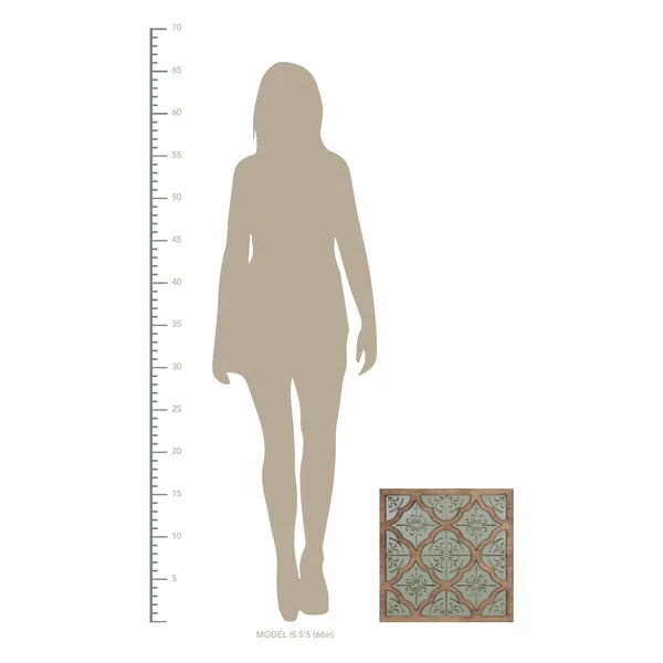 Stratton Home Decor Farmhouse Green Quatrefoil Metal and Wood Square Medallion Wall Decor - Stratton Home D閏or S42553