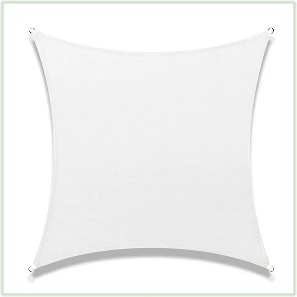 ColourTree 16 ft. x 16 ft. 190 GSM White Square Sun Shade Sail Screen Canopy - Outdoor Patio and Pergola Cover