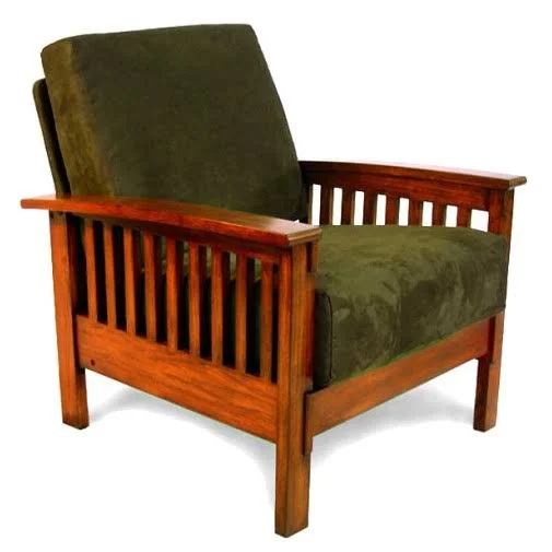 Home Interior Mission-Style Chair with Microfiber Covering - Oak/Olive
