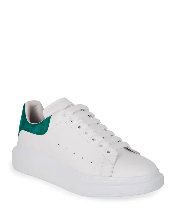 Alexander McQueen Men's Oversized Leather Low-top Sneakers - White/Grey, Men's, 11D, Sneakers & Trainers Low-top Sneakers
