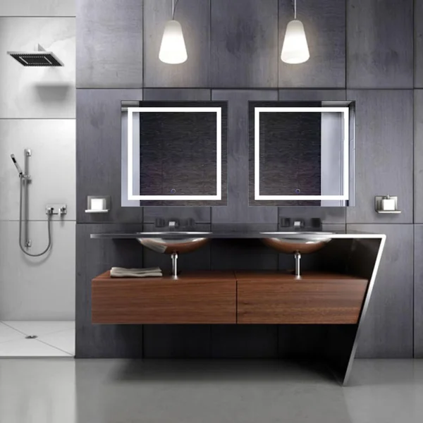 Vanity Bathroom LED Lighted Mirror with Dimmer & Defogger 24x22 x 24