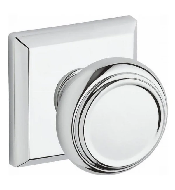 Baldwin Traditional Reserve Knob Traditional Square Rose Full Dummy Set Satin Nickel