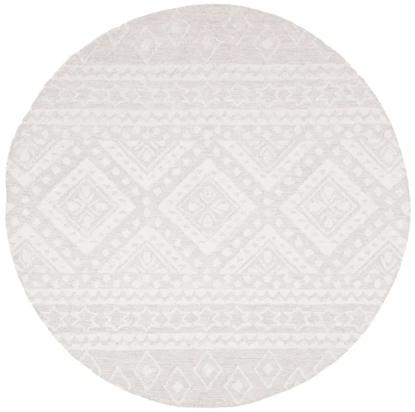 Safavieh Micro-Loop MLP501G 5&0x22 x 5&0x22 Round Grey - Ivory Area Rug