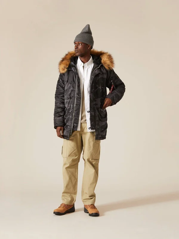 Alpha Industries Men's Black Slim Fit N-3B Parka