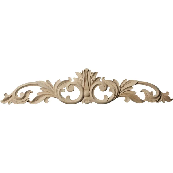 Ekena Millwork ONL24X05X01LFLW 24 3/4x22W x 5 1/8x22H x 3/4x22D Medium Green Leaf Center with Scrolls - Lindenwood