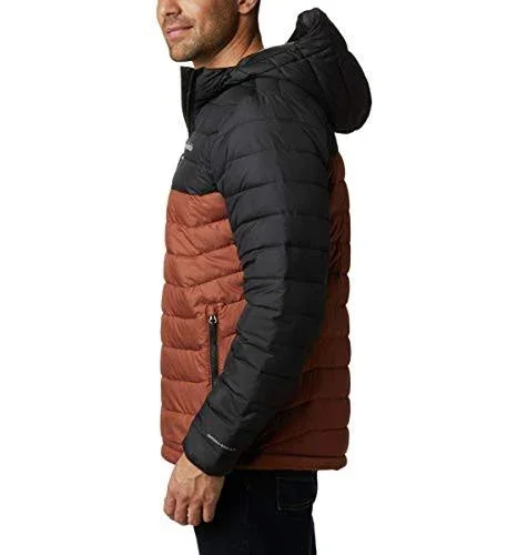 Columbia Men's Powder Lite Hooded Jacket - Large - Dark Amber, Black