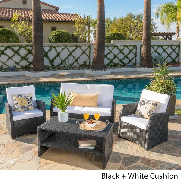 Christopher Knight Home Sanger Outdoor 4-Piece Wicker Seating Set, Grey