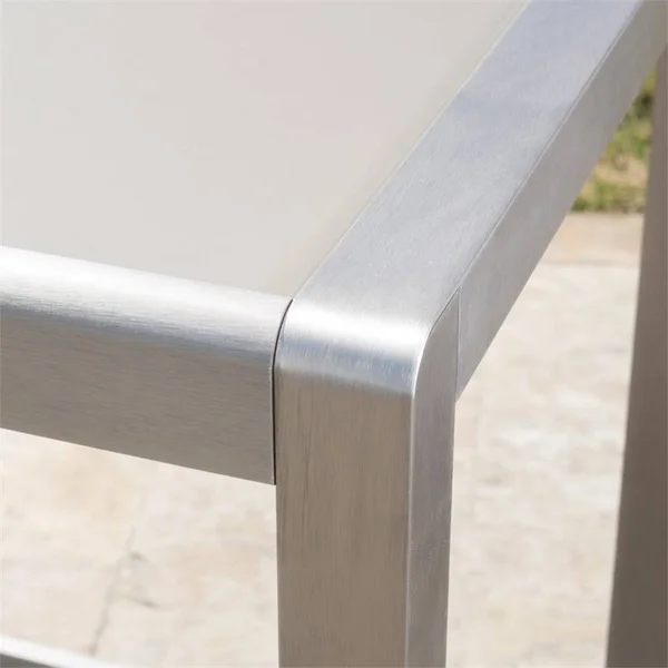 Noble House Cape Coral Outdoor Grey Alumnimum Bar Table with Glass Top