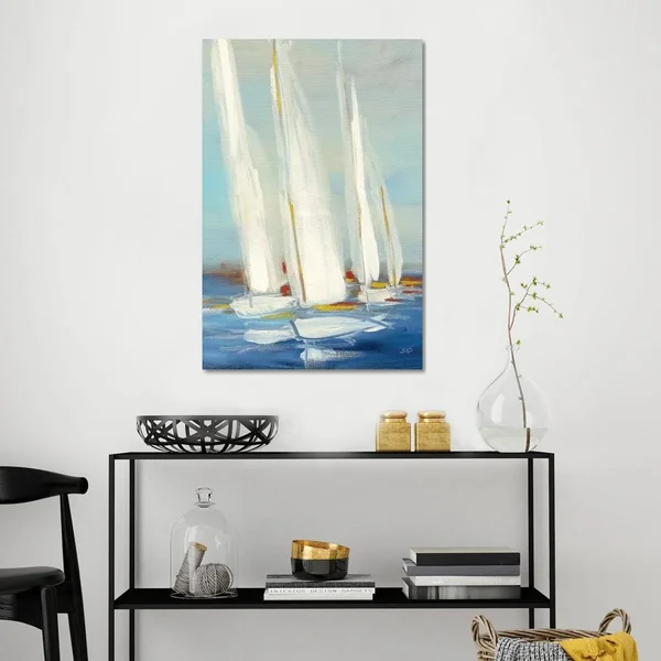 Julia Purinton Paintings on Canvas Art - Summer Regatta II Red Yellow Print ( transportation > by Water > Boats > Sa