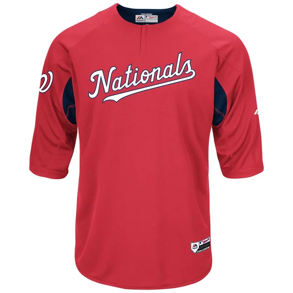Majestic Washington Nationals Red/Navy Authentic Collection On-Field 3/4-Sleeve Batting Practice Jersey Size: Large
