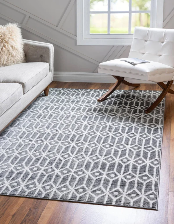 Unique Loom Matrix Trellis Diamonds Rug, 9& x 12&, Gray