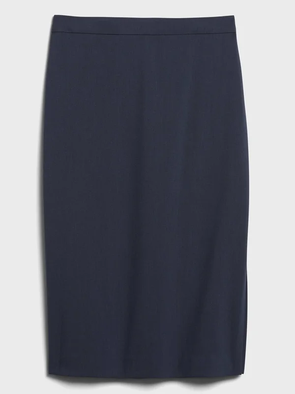 Banana Republic Women's Washable Italian Wool-Blend Pencil Skirt with Side Slit Navy Size 20