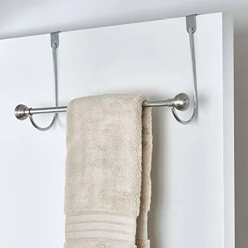 Interdesign York Over Shower Door Towel Rack Bar for Bathroom, Chrome/Stainless