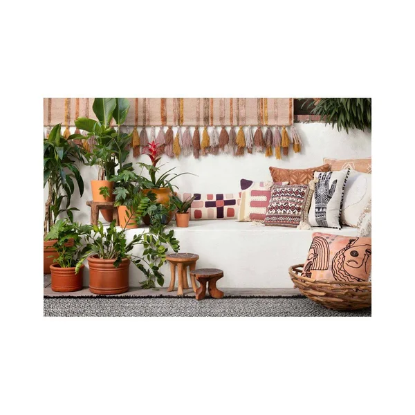 Justina Blakeney x Loloi P0953 Polyester Pillow Terracotta - Multi, 22x22 x 22x22 Cover w/Down
