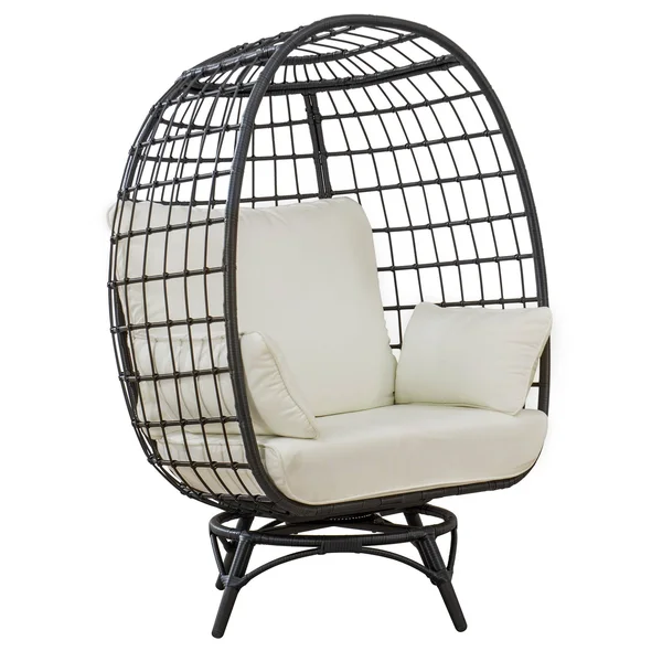 Sunjoy Brown Swivel Egg Cuddle Chair